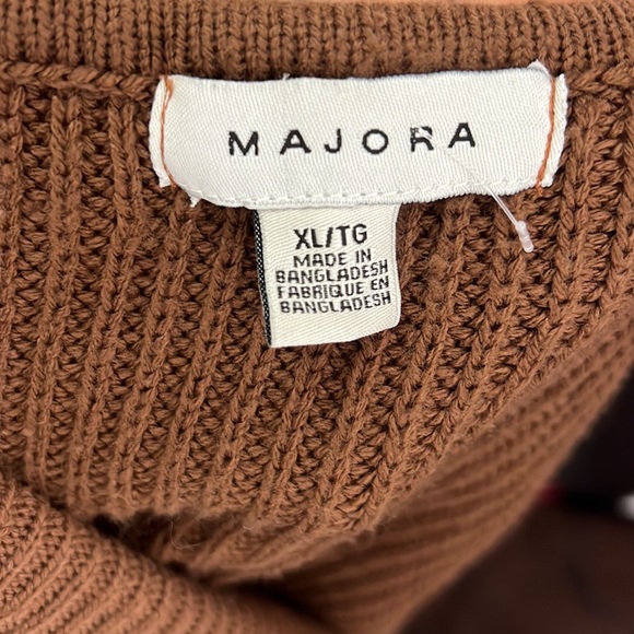 Majora Knit Front Lace Up Brown Sweater Size XL - Picture 2 of 8